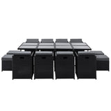 Gardeon 13 Piece Outdoor Wicker Dining Set Table and Chairs Black — Allure Home Collections
