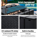 Gardeon 13 Piece Outdoor Wicker Dining Set Table and Chairs Black — Allure Home Collections