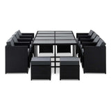 Gardeon 13 Piece Outdoor Wicker Dining Set Table and Chairs Black — Allure Home Collections