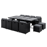 Gardeon 13 Piece Outdoor Wicker Dining Set Table and Chairs Black — Allure Home Collections