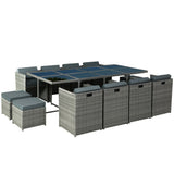 Gardeon 13 Piece Outdoor Wicker Dining Set 12 Seater Grey — Allure Home Collections
