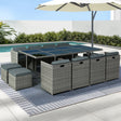 Gardeon 13 Piece Outdoor Wicker Dining Set 12 Seater Grey — Allure Home Collections