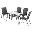 Gardeon 5 Piece Outdoor Mesh Dining Set Table and Chairs Black — Allure Home Collections