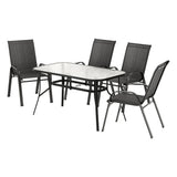 Gardeon 5 Piece Outdoor Mesh Dining Set Table and Chairs Black — Allure Home Collections
