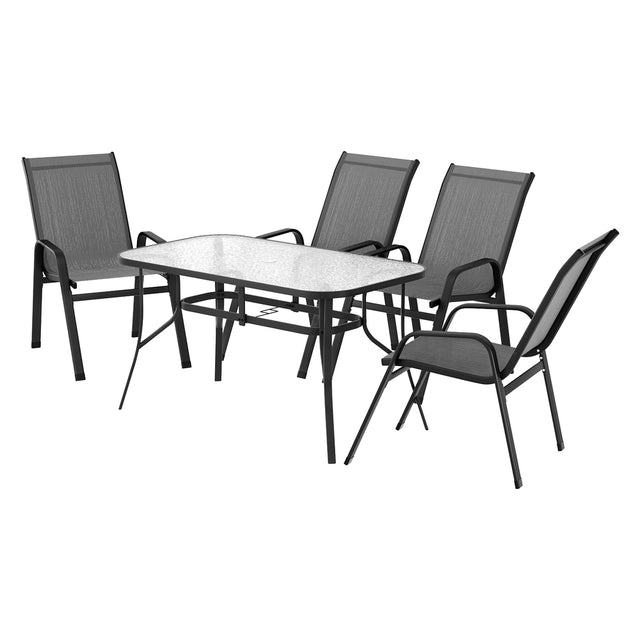 Gardeon 5 Piece Outdoor Bistro Dining Set Table and Chairs Grey — Allure Home Collections