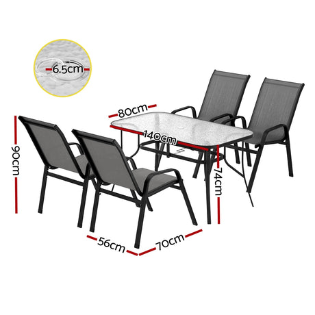 Gardeon 5 Piece Outdoor Bistro Dining Set Table and Chairs Grey — Allure Home Collections
