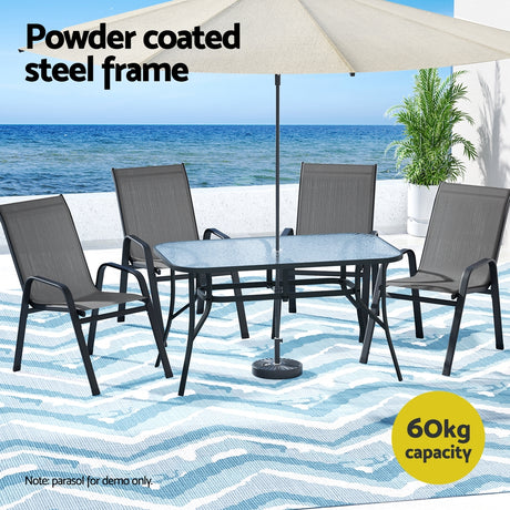 Gardeon 5 Piece Outdoor Bistro Dining Set Table and Chairs Grey — Allure Home Collections