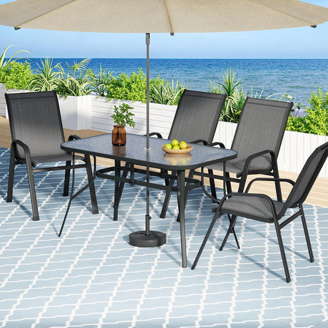 Gardeon 5 Piece Outdoor Bistro Dining Set Table and Chairs Grey — Allure Home Collections