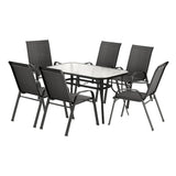 Gardeon 7 Piece Outdoor Mesh Dining Set Table and Chairs Black — Allure Home Collections