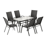 Gardeon 7 Piece Outdoor Mesh Dining Set Table and Chairs Black — Allure Home Collections