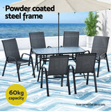 Gardeon 7 Piece Outdoor Mesh Dining Set Table and Chairs Black — Allure Home Collections