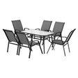 Gardeon 7 Piece Outdoor Mesh Dining Set Table and Chairs Grey — Allure Home Collections