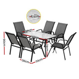 Gardeon 7 Piece Outdoor Mesh Dining Set Table and Chairs Grey — Allure Home Collections