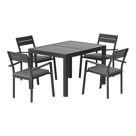 Gardeon 5 Piece Outdoor Aluminium Extendable Dining Set Black — Allure Home Collections