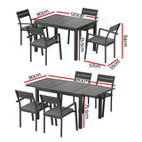 Gardeon 5 Piece Outdoor Aluminium Extendable Dining Set Black — Allure Home Collections