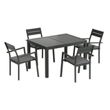 Gardeon 5 Piece Outdoor Aluminium Extendable Dining Set Black — Allure Home Collections