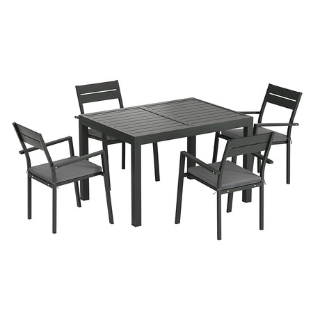 Gardeon 5 Piece Outdoor Aluminium Extendable Dining Set Black — Allure Home Collections