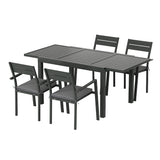 Gardeon 5 Piece Outdoor Aluminium Extendable Dining Set Black — Allure Home Collections