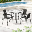 Gardeon 5 Piece Indoor and Outdoor Steel Dining Set Stackable Chairs and Table — Allure Home Collections