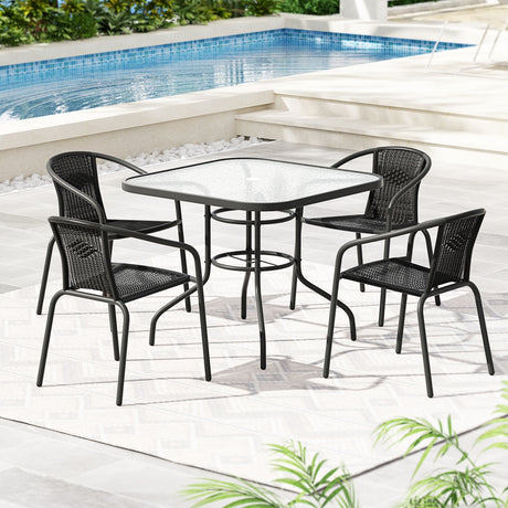 Gardeon 5 Piece Indoor and Outdoor Steel Dining Set Stackable Chairs and Table — Allure Home Collections
