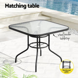 5 Piece Outdoor Dining Set Steel Frame Stackable Chairs and Table Black