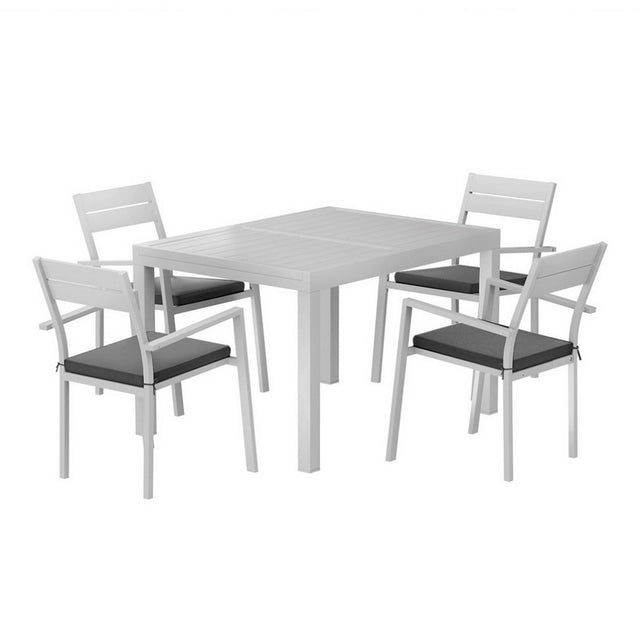 Gardeon 5 Piece Outdoor Aluminium Extendable Dining Set White — Allure Home Collections