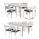 Gardeon 5 Piece Outdoor Aluminium Extendable Dining Set White — Allure Home Collections