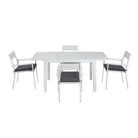 Gardeon 5 Piece Outdoor Aluminium Extendable Dining Set White — Allure Home Collections