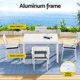 Gardeon 5 Piece Outdoor Aluminium Extendable Dining Set White — Allure Home Collections