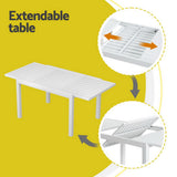 Gardeon 5 Piece Outdoor Aluminium Extendable Dining Set White — Allure Home Collections