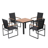 Montacute 5 Piece Outdoor Dining Set, Black Steel