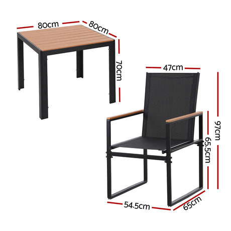 Montacute 5 Piece Outdoor Dining Set, Black Steel