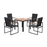 Montacute 5 Piece Outdoor Dining Set, Black Steel