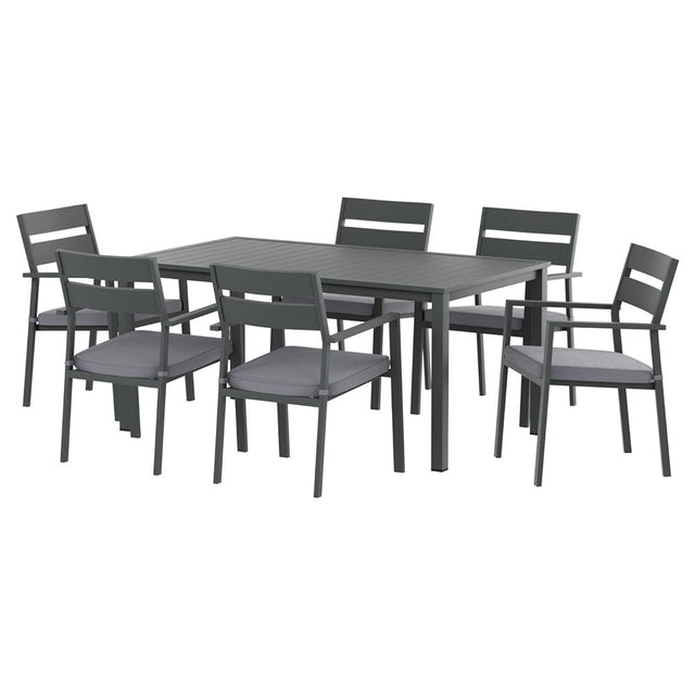 Gardeon 7 Piece Outdoor Aluminium Dining Set Table and Chairs Black — Allure Home Collections