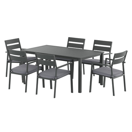 Gardeon 7 Piece Outdoor Aluminium Dining Set Table and Chairs Black — Allure Home Collections
