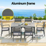 Gardeon 7 Piece Outdoor Aluminium Dining Set Table and Chairs Black — Allure Home Collections