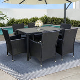 Gardeon 7 Piece Outdoor Wicker Lounge Dining Set Black — Allure Home Collections