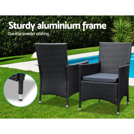 Gardeon 7 Piece Outdoor Wicker Lounge Dining Set Black — Allure Home Collections