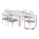 Gardeon 7 Piece Outdoor Aluminium Dining Set Table and Chairs White — Allure Home Collections