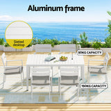 Gardeon 7 Piece Outdoor Aluminium Dining Set Table and Chairs White — Allure Home Collections
