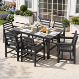 7 Piece HDPE Outdoor Dining Set in Black