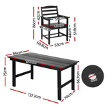 7 Piece HDPE Outdoor Dining Set in Black