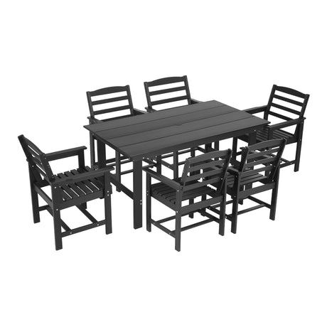 7 Piece HDPE Outdoor Dining Set in Black
