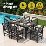 7 Piece HDPE Outdoor Dining Set in Black