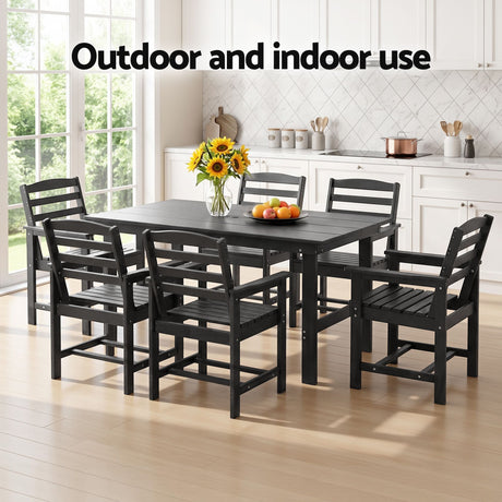 7 Piece HDPE Outdoor Dining Set in Black