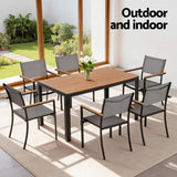 Black seven piece WPC and textilene outdoor dining set