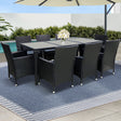 Gardeon 9 Piece Outdoor Wicker Lounge Dining Set Black — Allure Home Collections