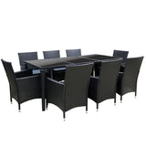 Gardeon 9 Piece Outdoor Wicker Lounge Dining Set Black — Allure Home Collections