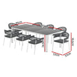 Gardeon 9 Piece Outdoor Steel Dining Set Table and Chairs White 8 Seater — Allure Home Collections