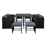 Gardeon 9 Piece Outdoor Wicker Dining Set Table and Chairs Black — Allure Home Collections